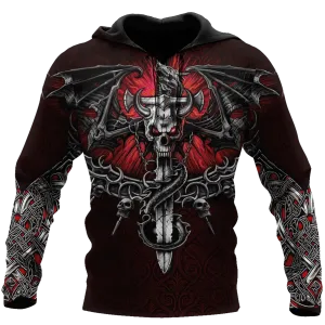 Red Skull Swords Unisex Hoodie, Skull Hoodie For My Son Boy