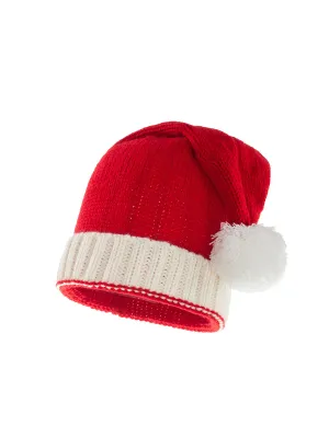 Red Solid Hairball Knitted Child Hat