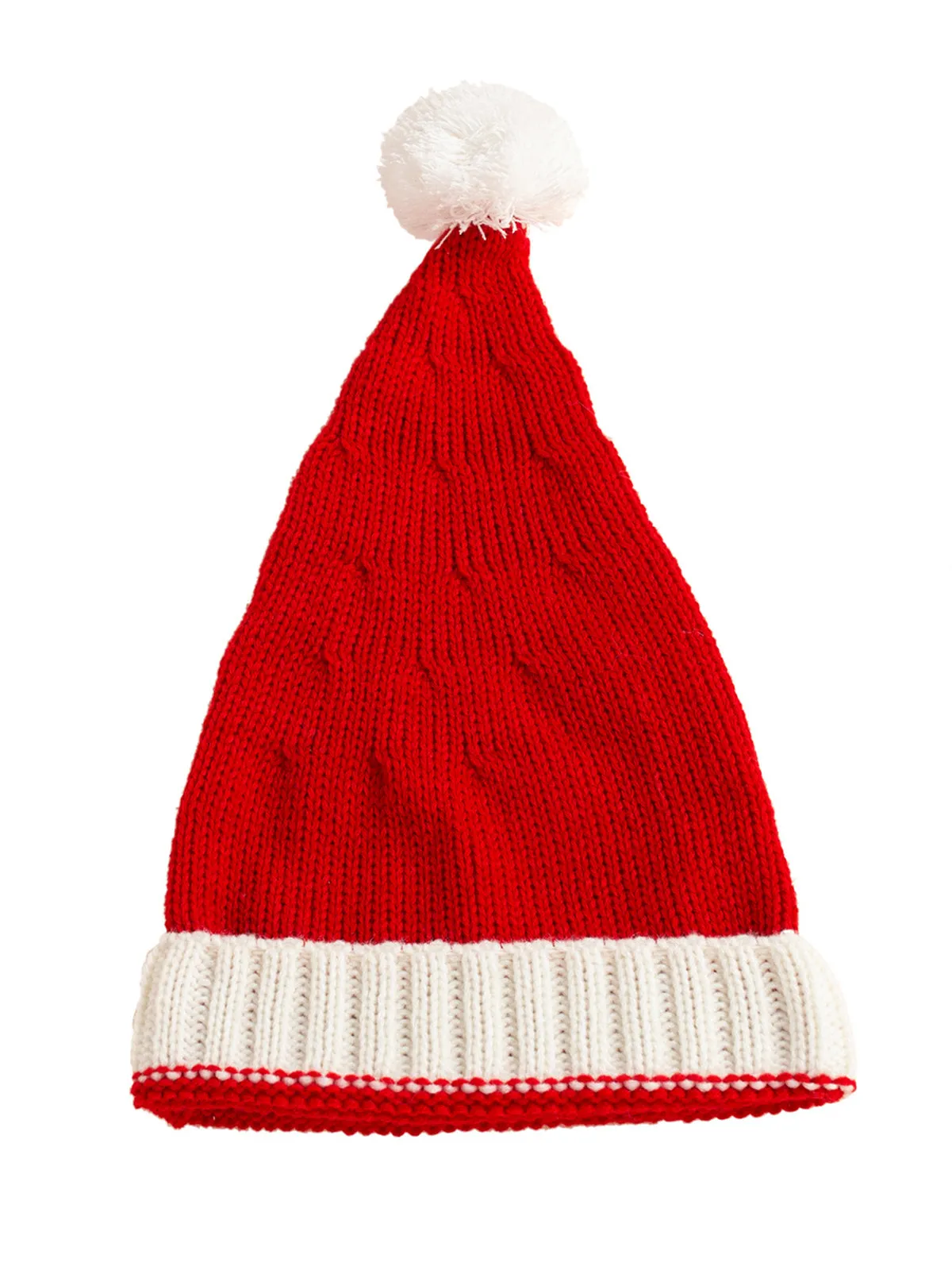 Red Solid Hairball Knitted Child Hat