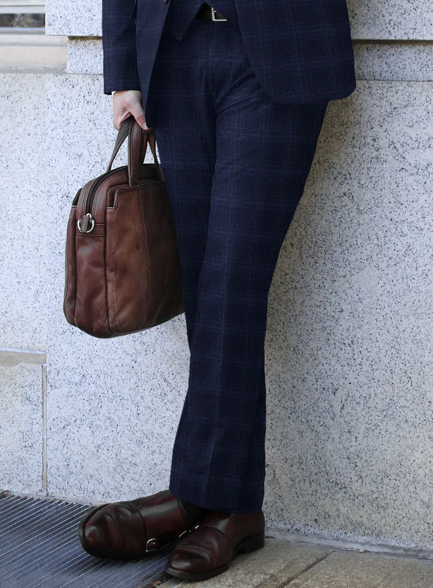 Reda Berato Blue Checks Wool Pants