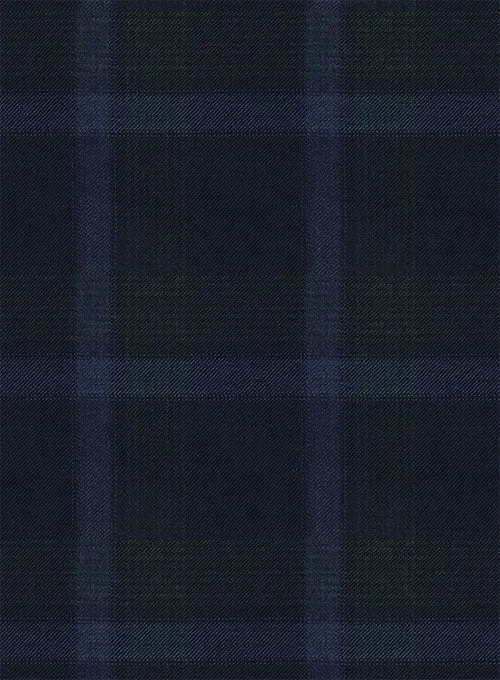 Reda Dark Blue Checks Wool Pants