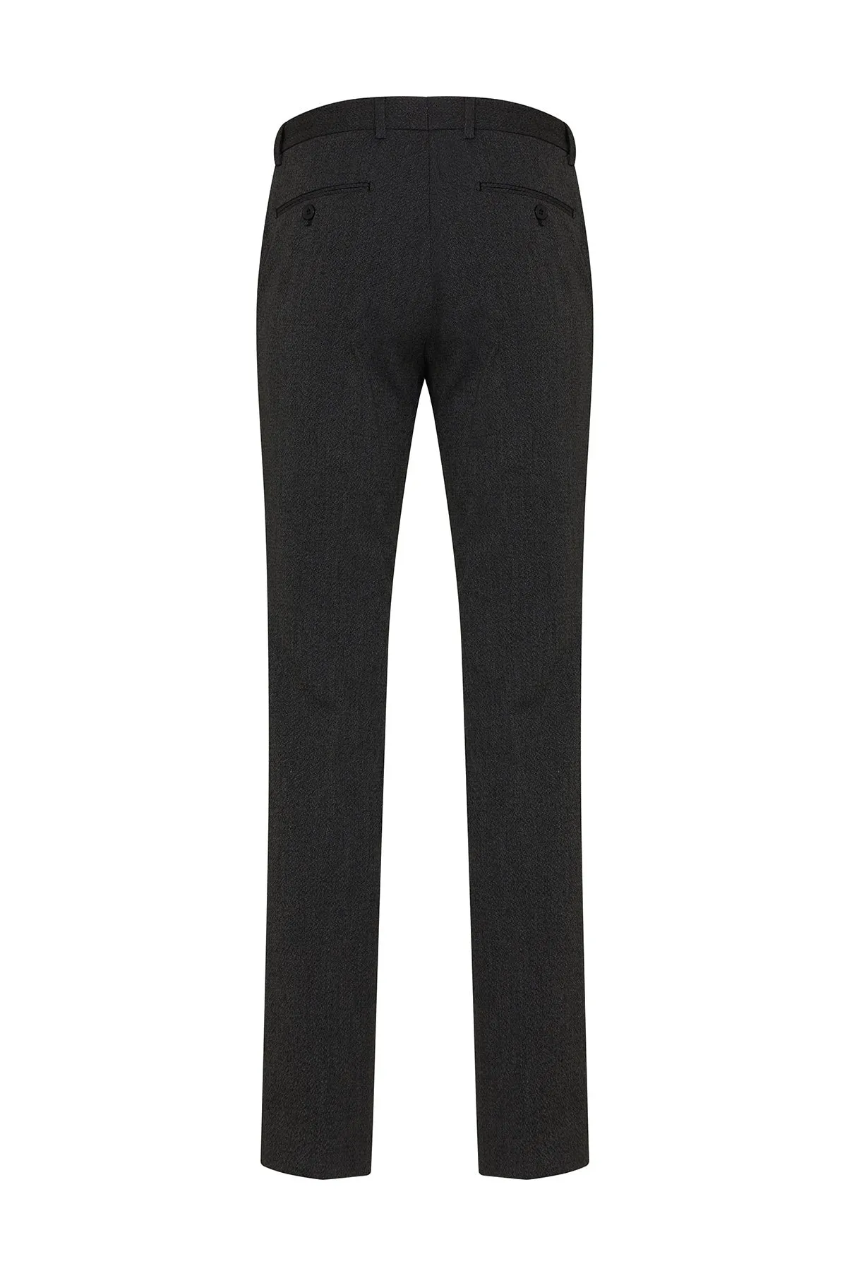 Regular Fit Side Pocket Low Waist Black Wool Dress Pants