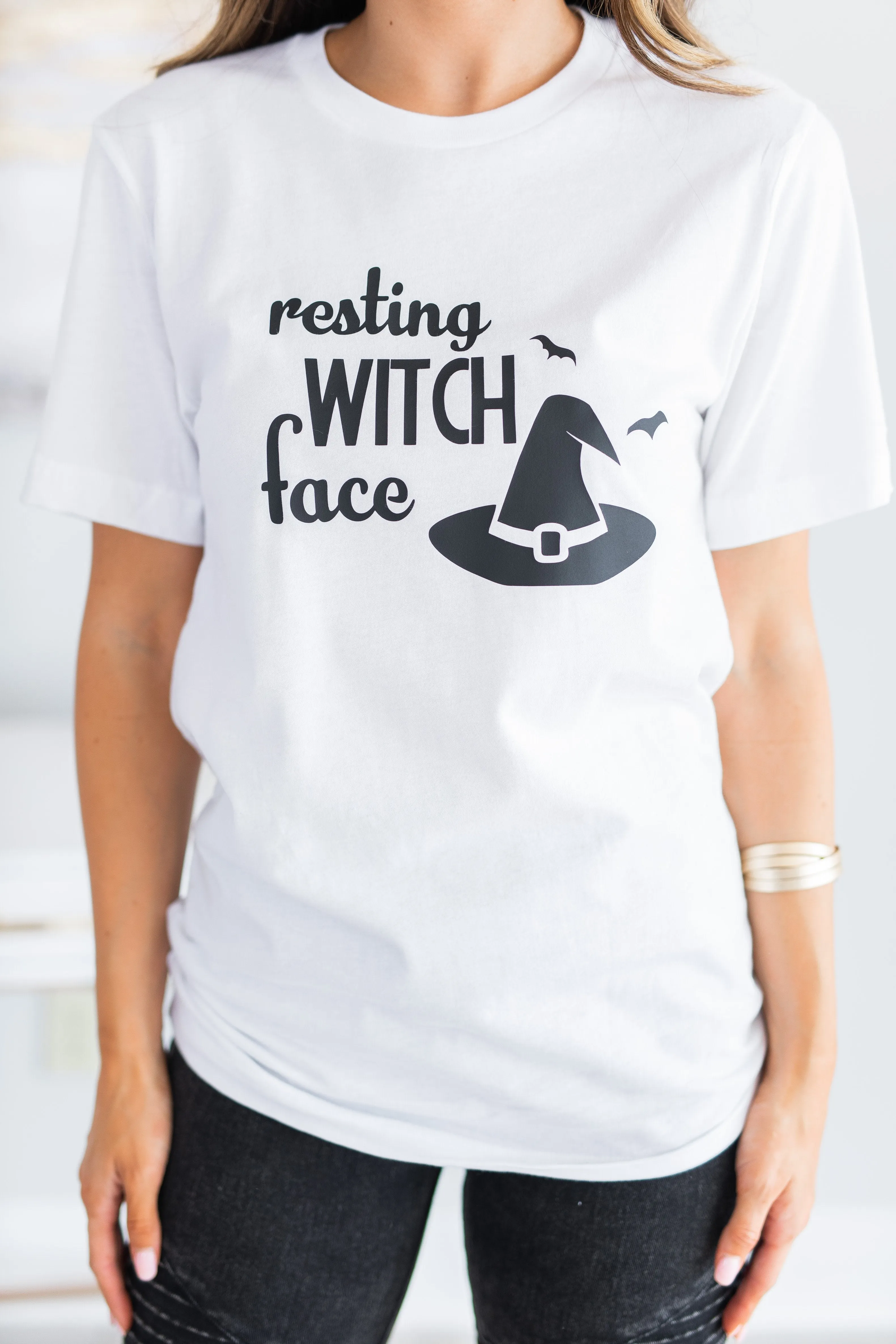 Resting Witch Face White Graphic Tee