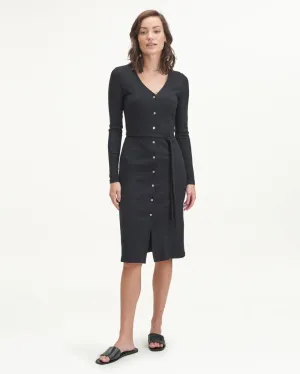 Rib Button Front Dress