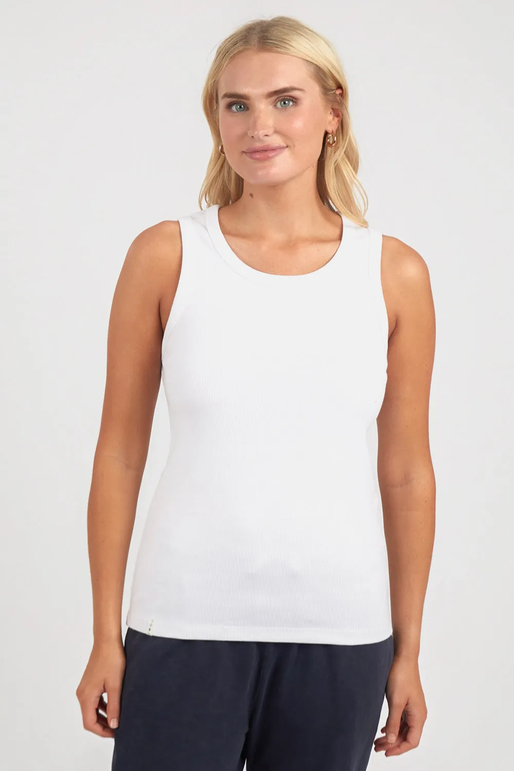 Rib Crew Tank - White