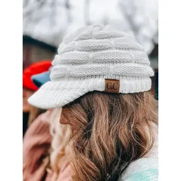 Ribbed Knit Hat with Brim