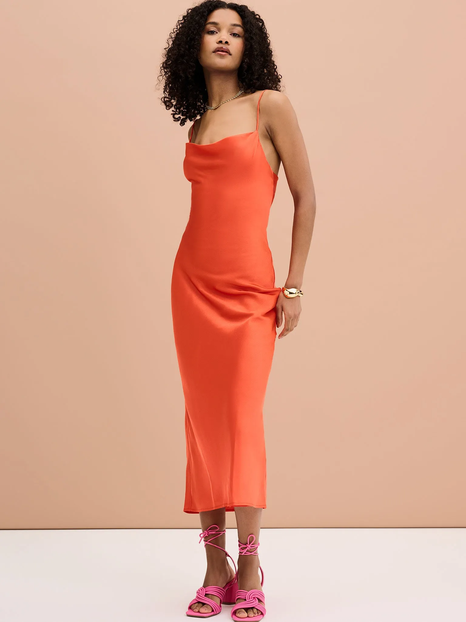 Riviera Midi Dress in Orange