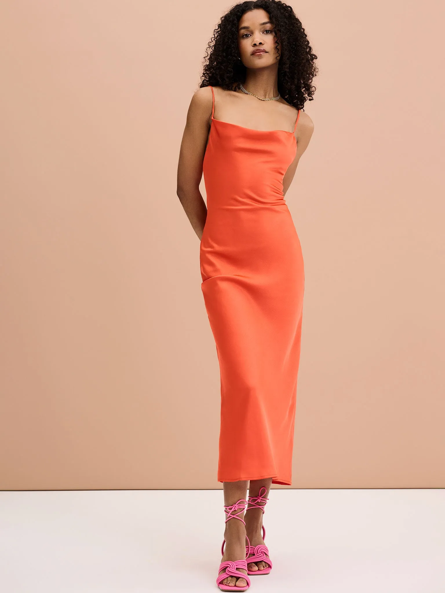 Riviera Midi Dress in Orange