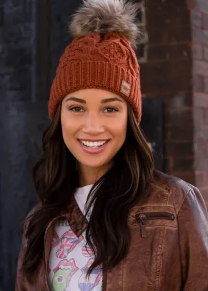 Rust Cable Knit Hat