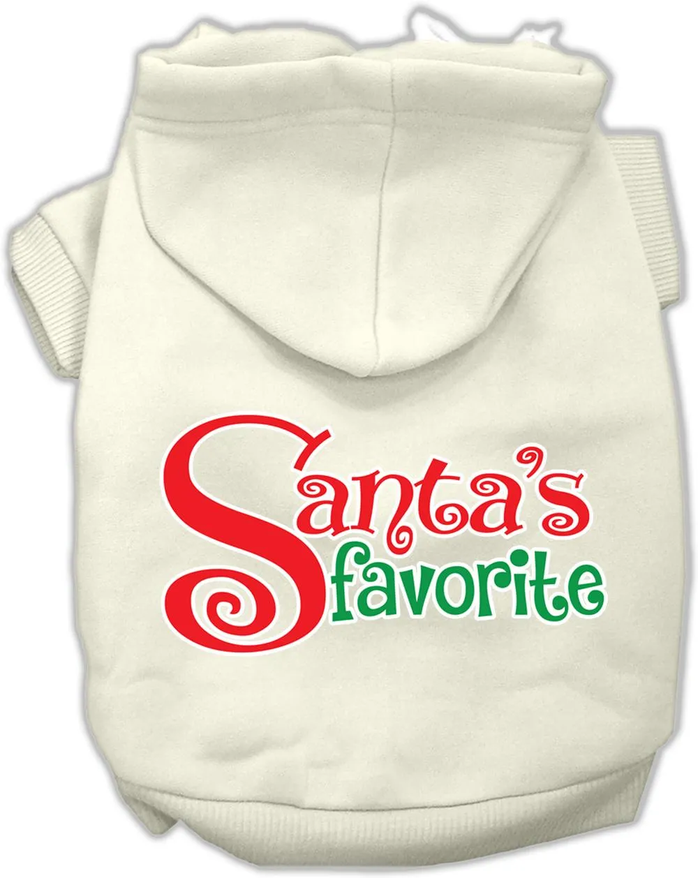 Santas Favorite Screen Print Pet Hoodie Cream Xl (16)