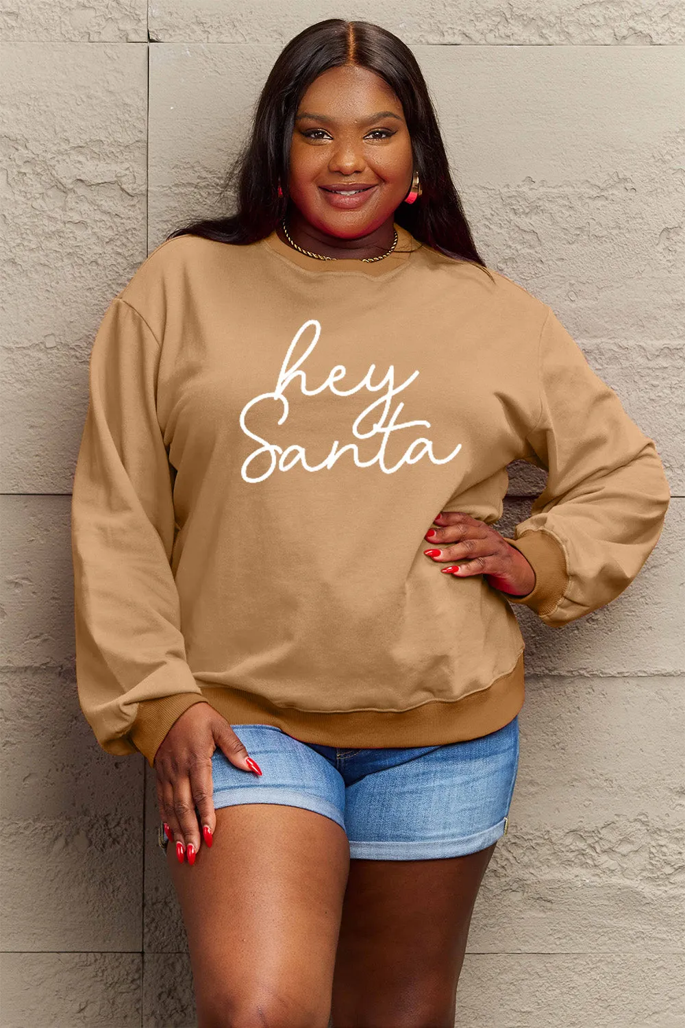 Simply Love Full Size HEY SANTA Graphic Sweatshirt