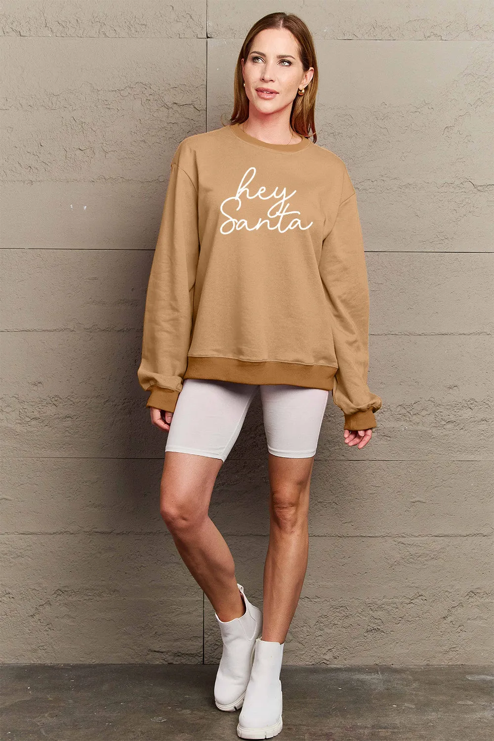 Simply Love Full Size HEY SANTA Graphic Sweatshirt