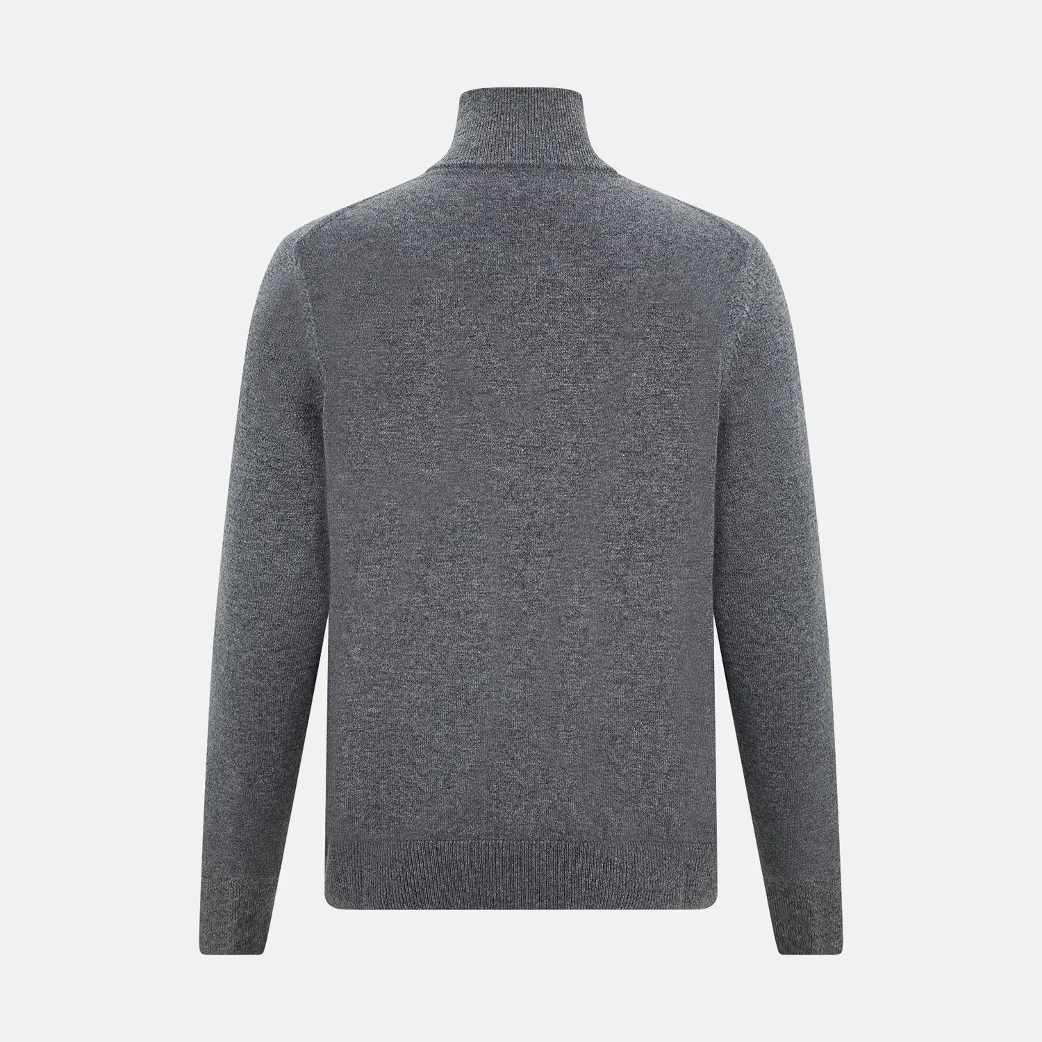 Slate Grey Melange Half-Zip Cashmere Jumper