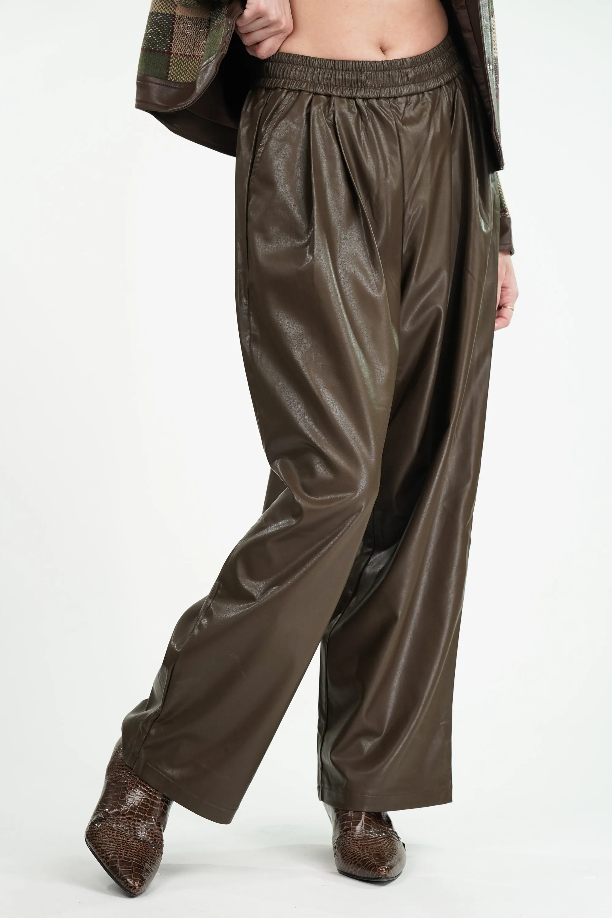 Sleek Brown Faux Leather pants