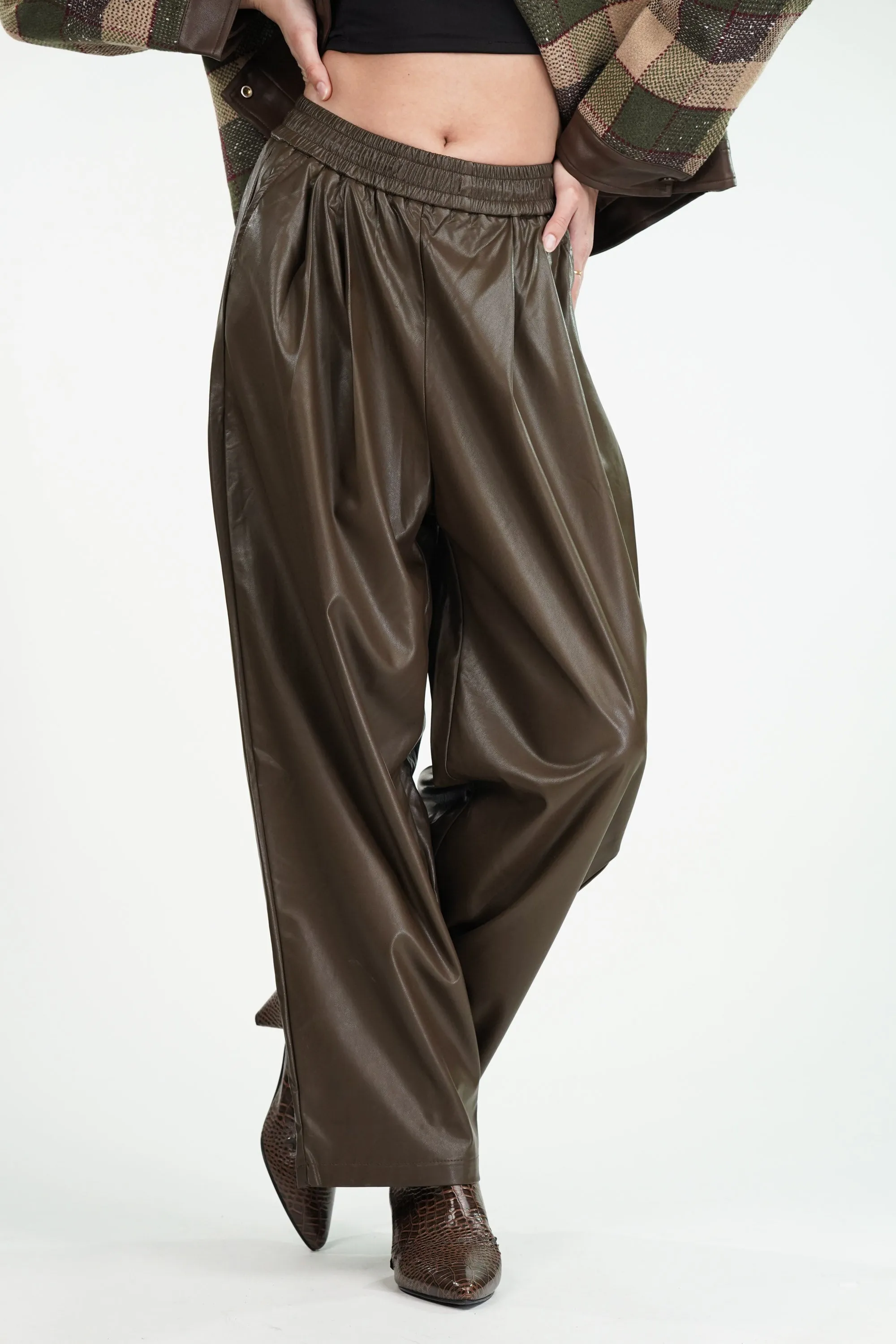 Sleek Brown Faux Leather pants