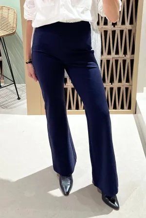 SLIM FLARED PANTS NAVY