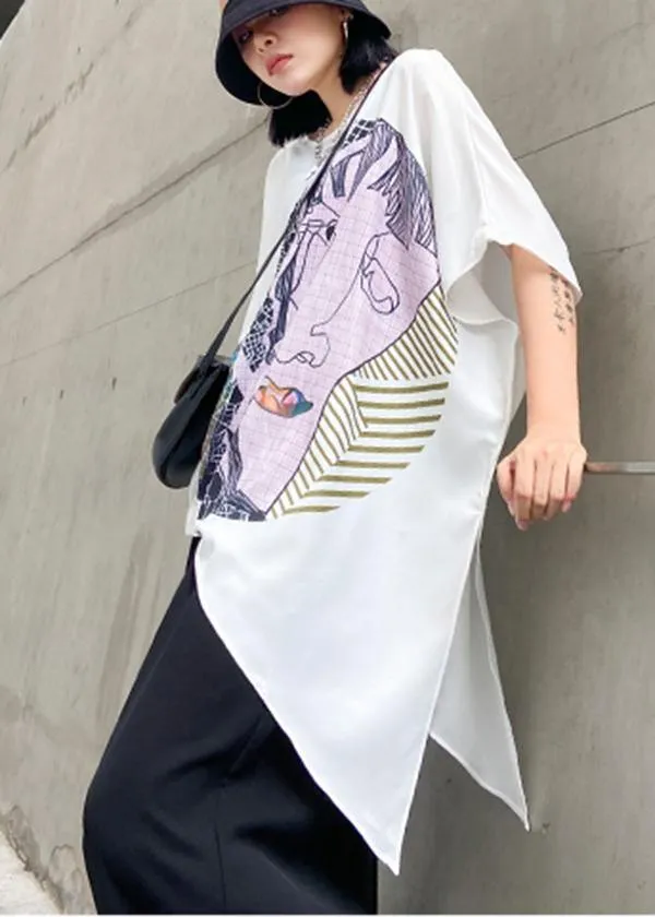 Slim summer large size casual fashion printed T-shirt   wide-leg pants two-piece suit