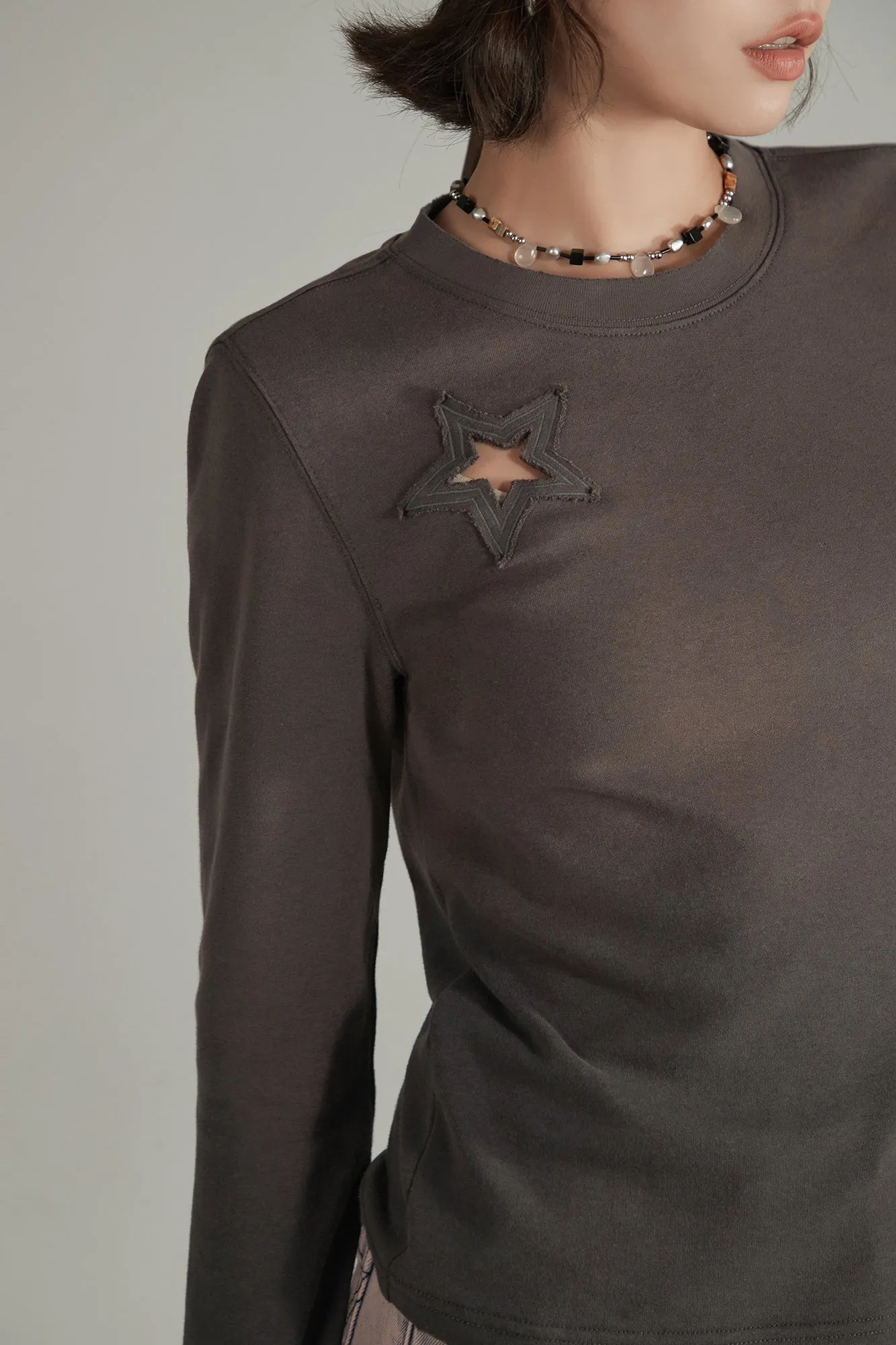 Slit Star Long Sleeve T-Shirt