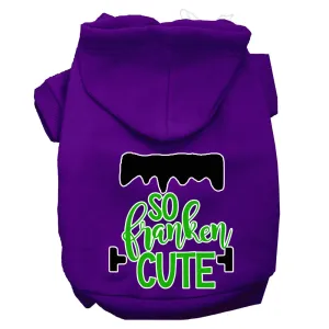 So Franken Cute Screen Print Dog Hoodie Purple Xs