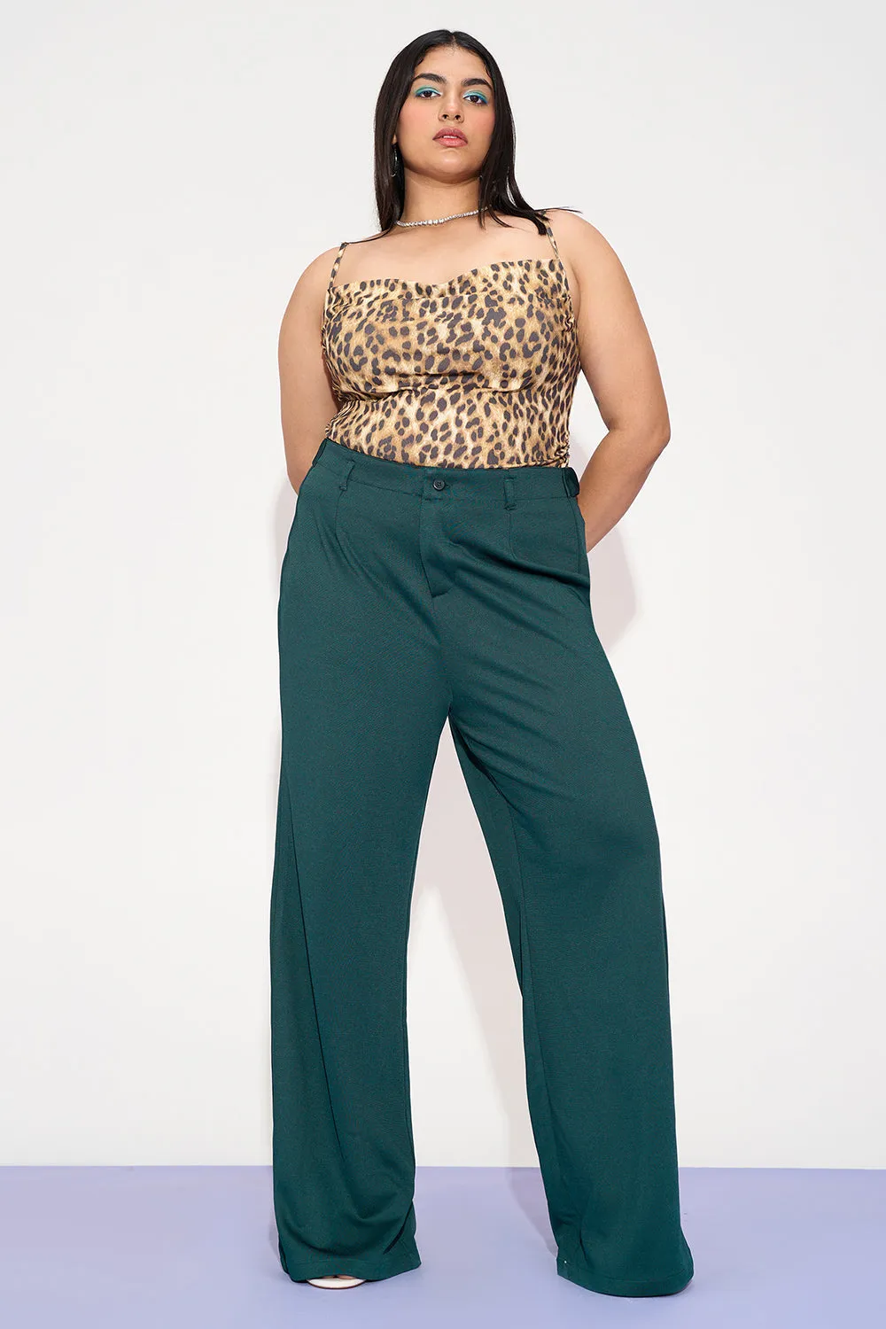 Soft Moss Curve Adjustable Korean Pants