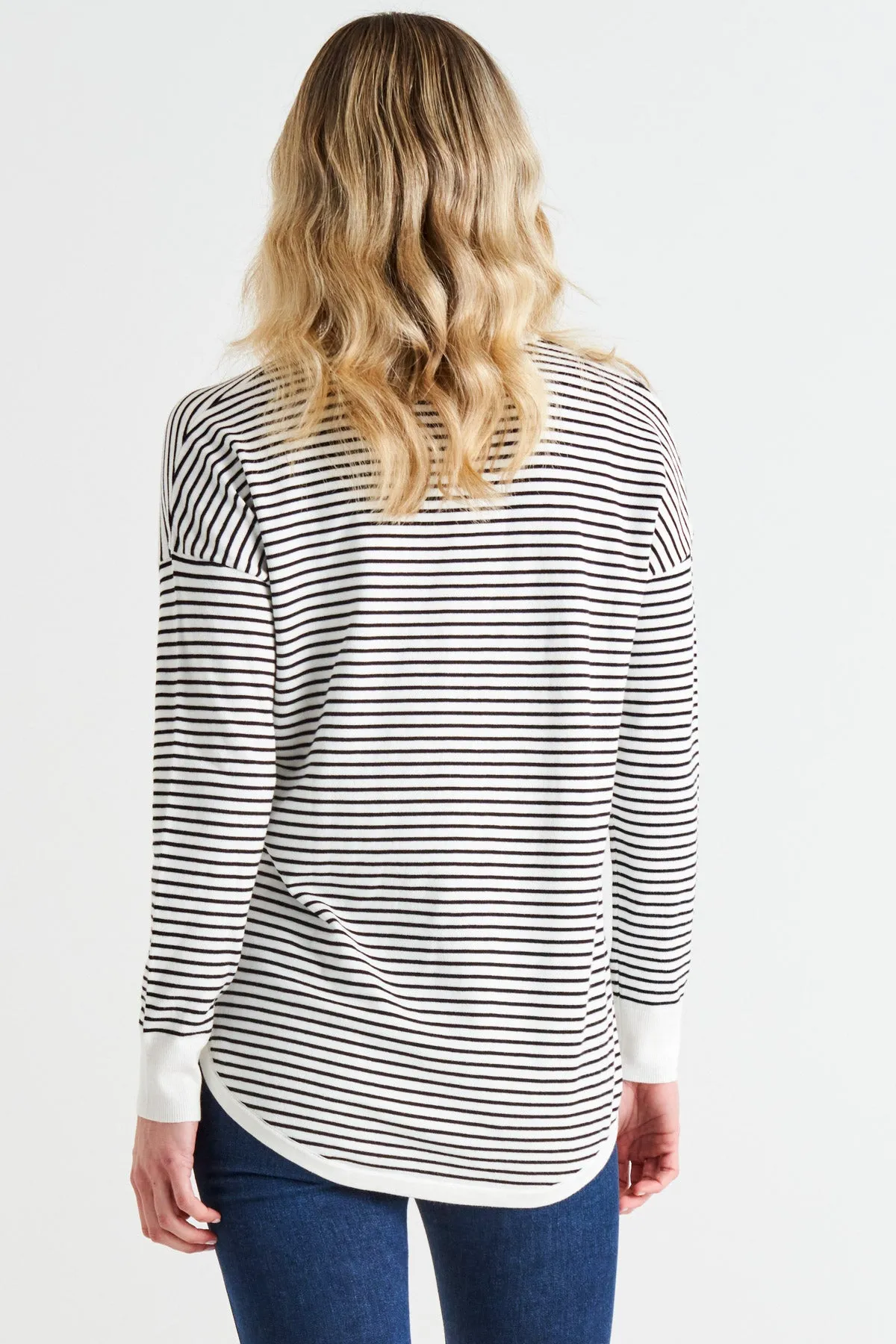 SOPHIE KNIT JUMPER - WHITE/BLACK STRIPE