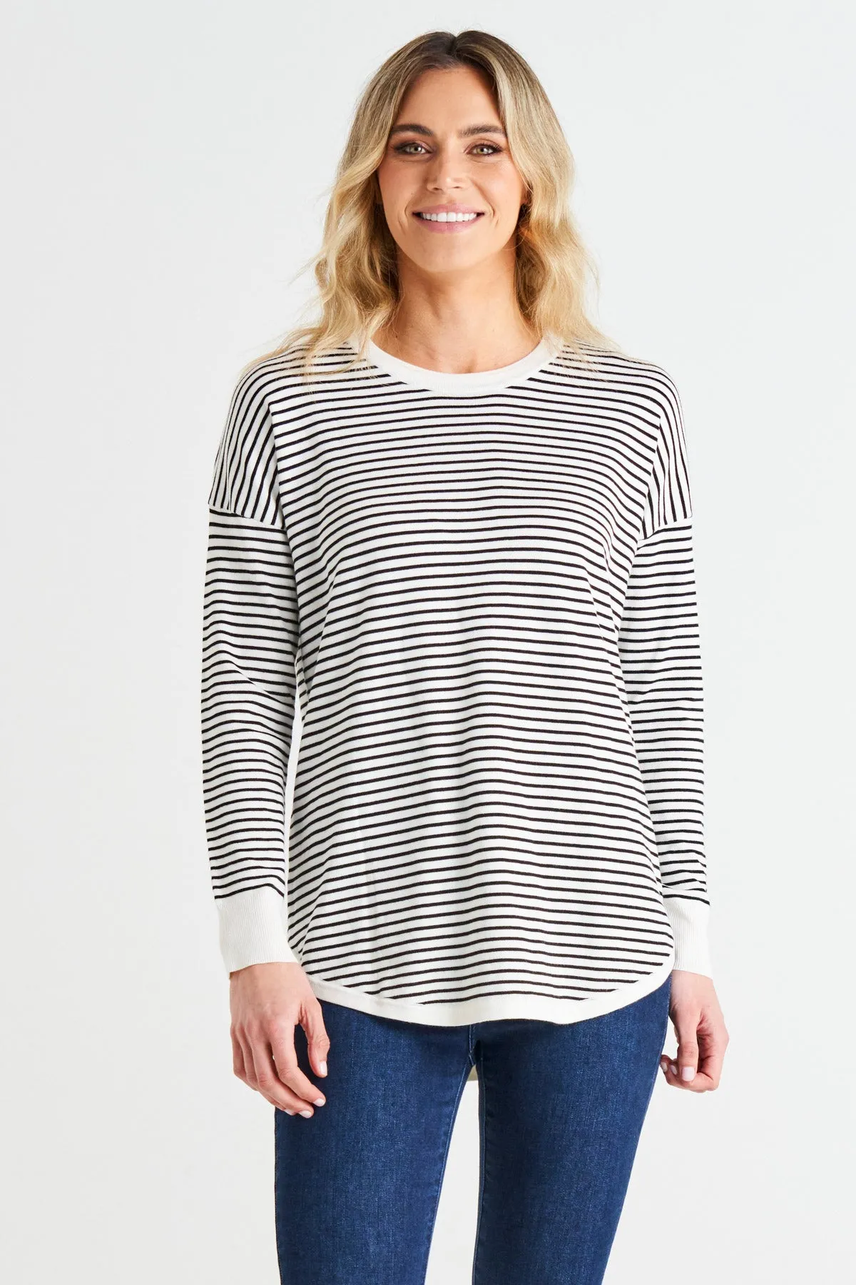 SOPHIE KNIT JUMPER - WHITE/BLACK STRIPE