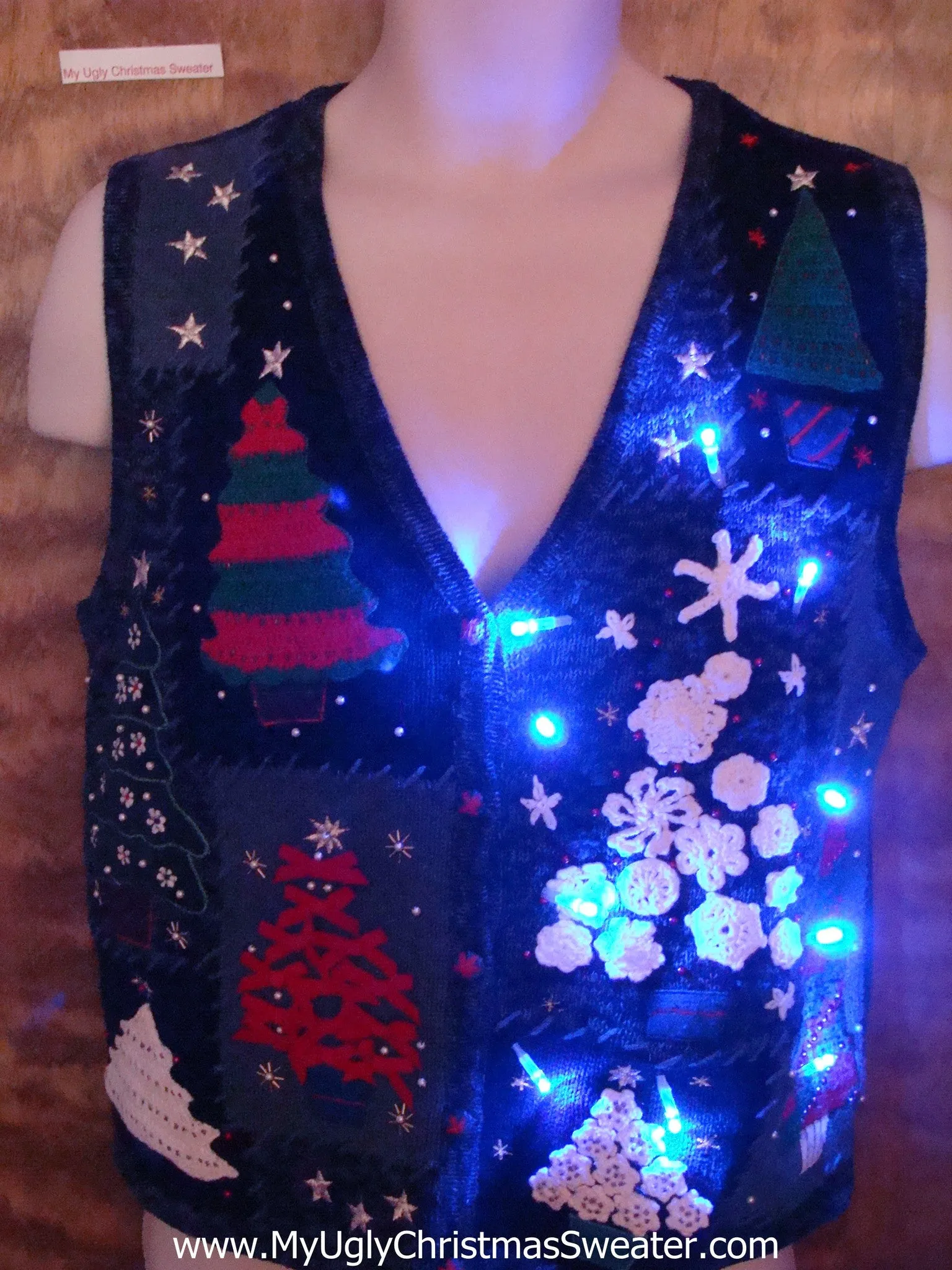 Strange Trees Ugly Christmas Sweater Vest with Lights