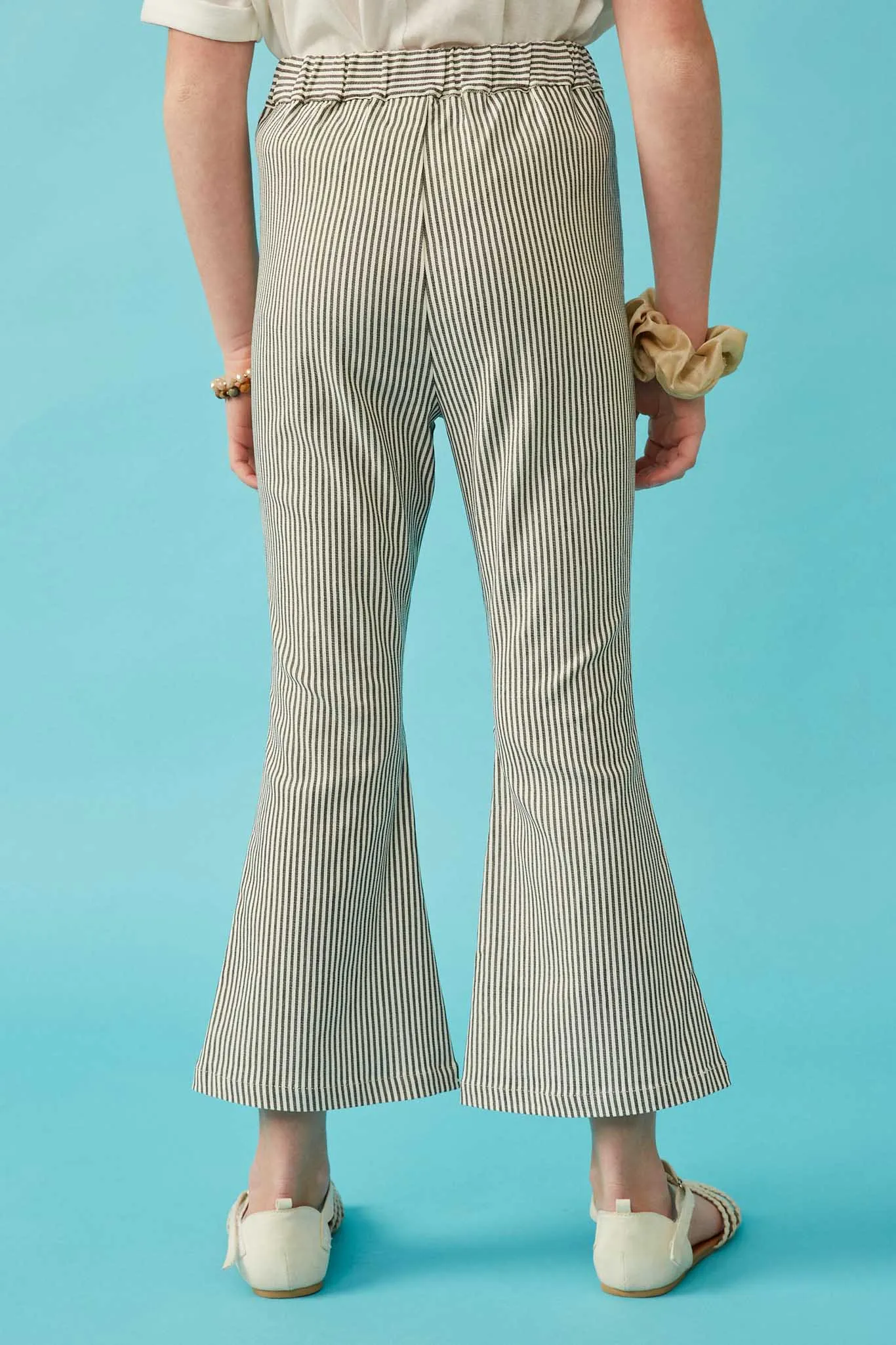 Stretch Pinstripe Flared Pants