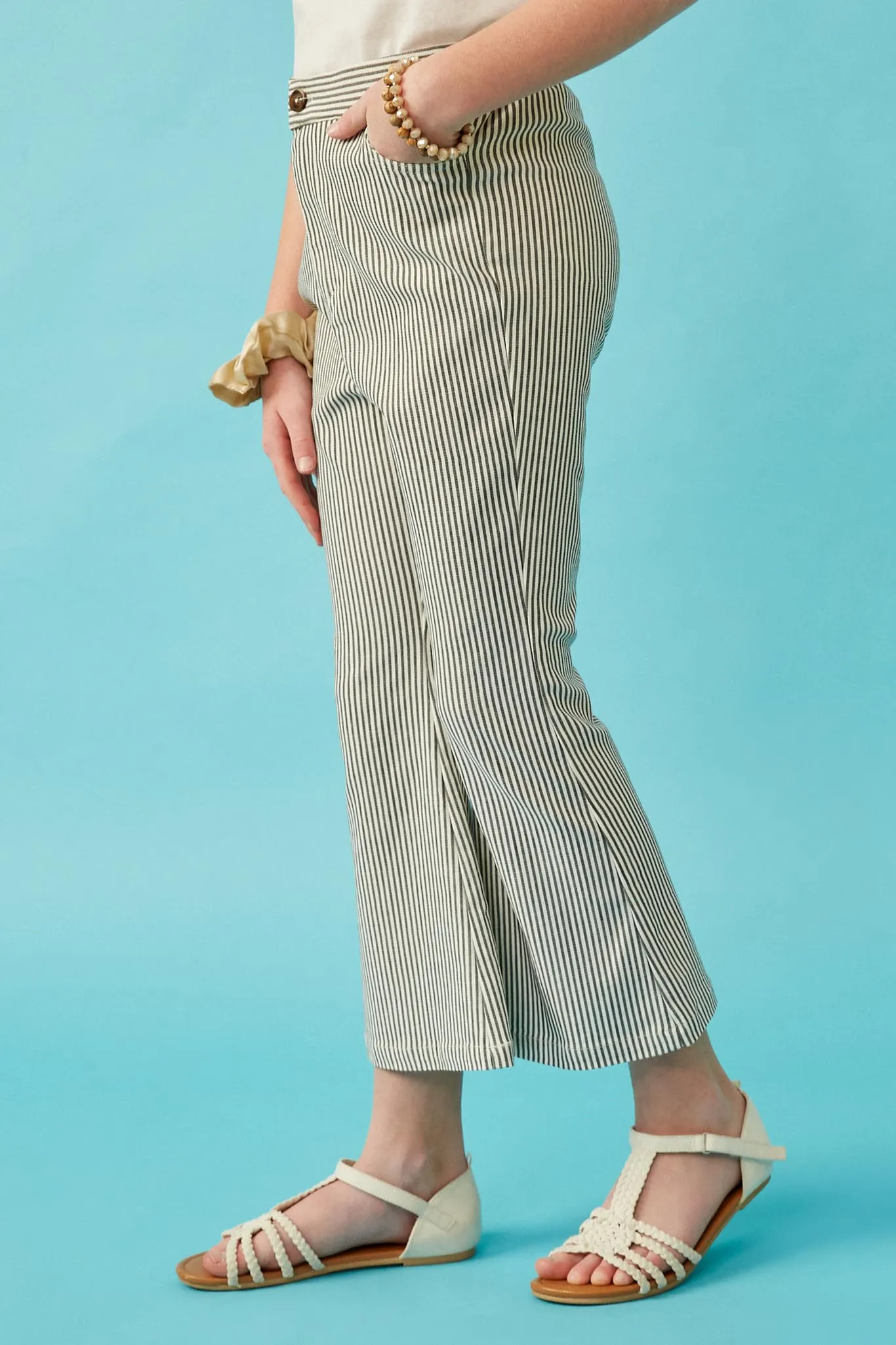 Stretch Pinstripe Flared Pants