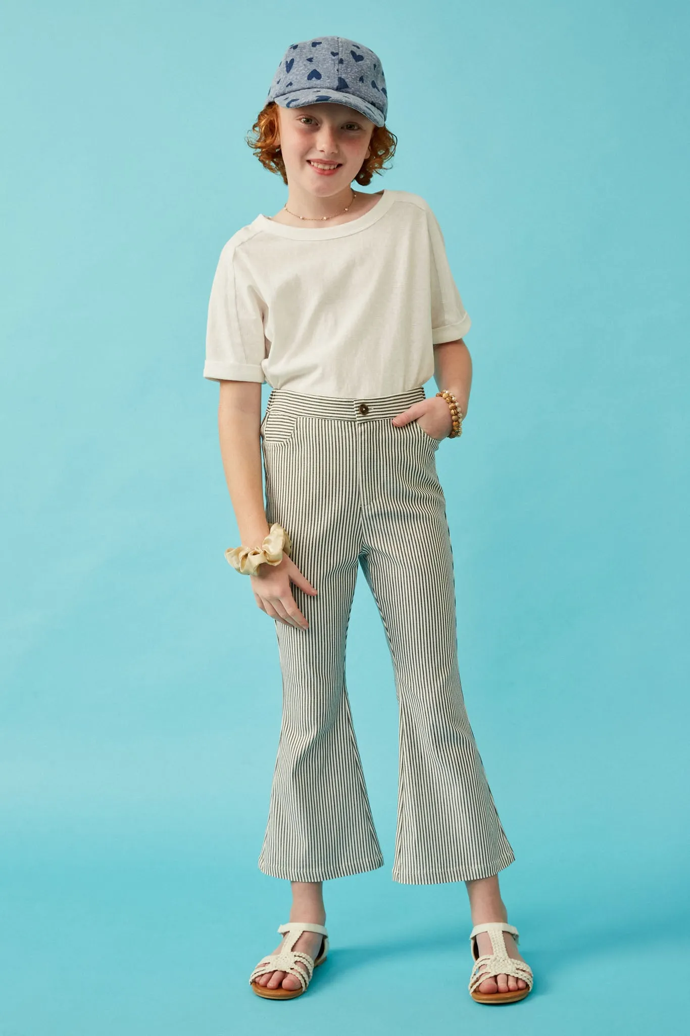 Stretch Pinstripe Flared Pants