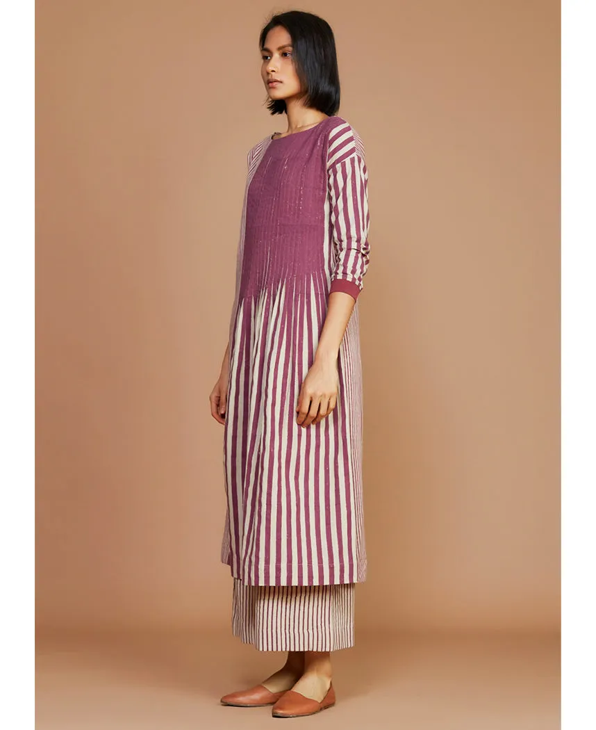 Striped Pleated Tunic Set