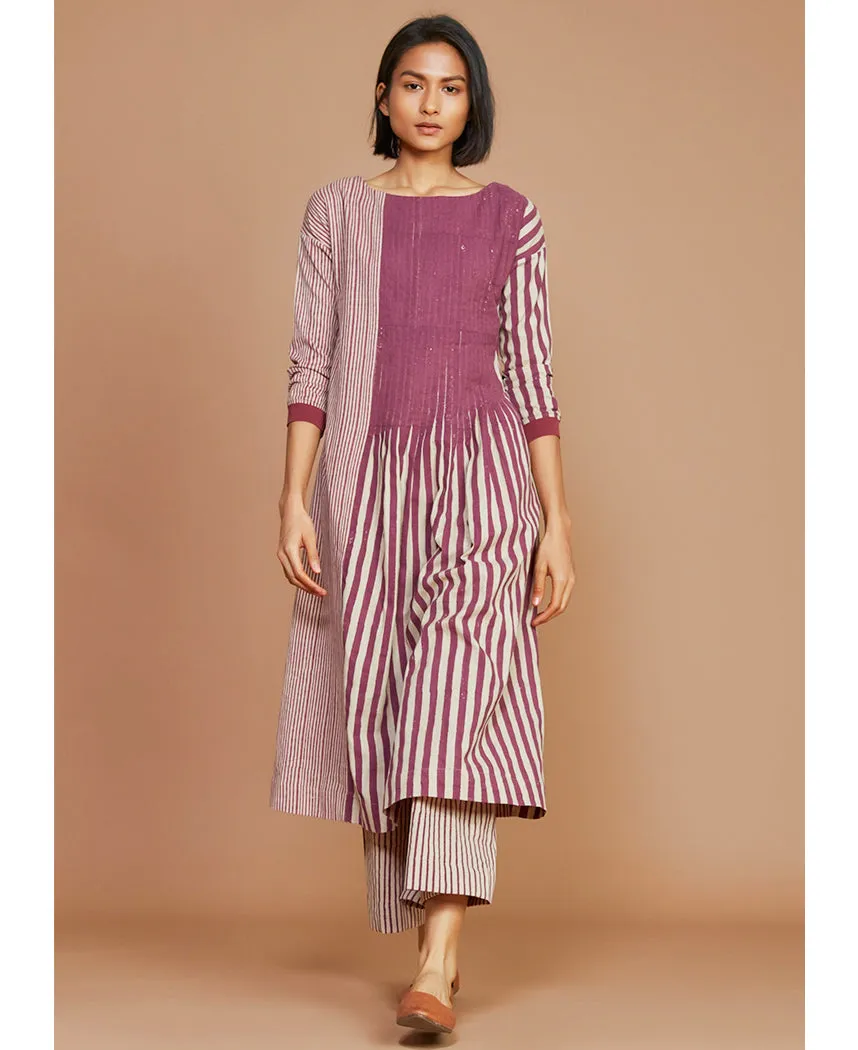 Striped Pleated Tunic Set