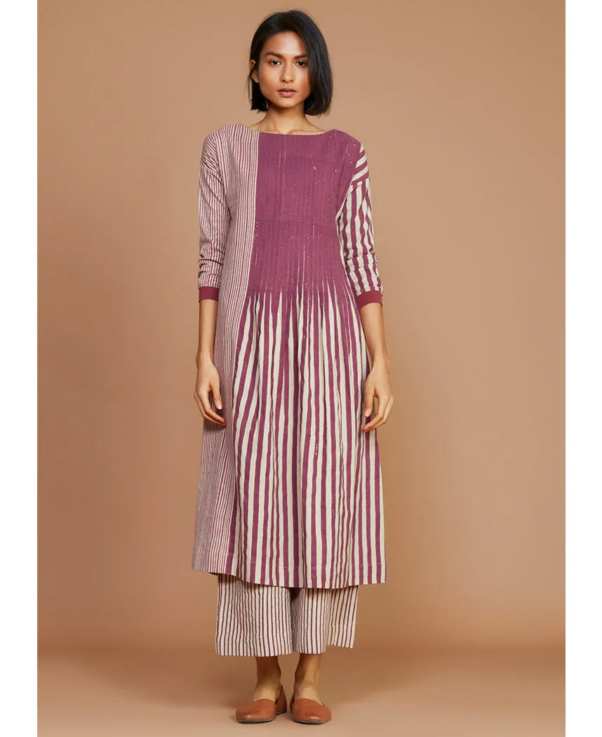 Striped Pleated Tunic Set