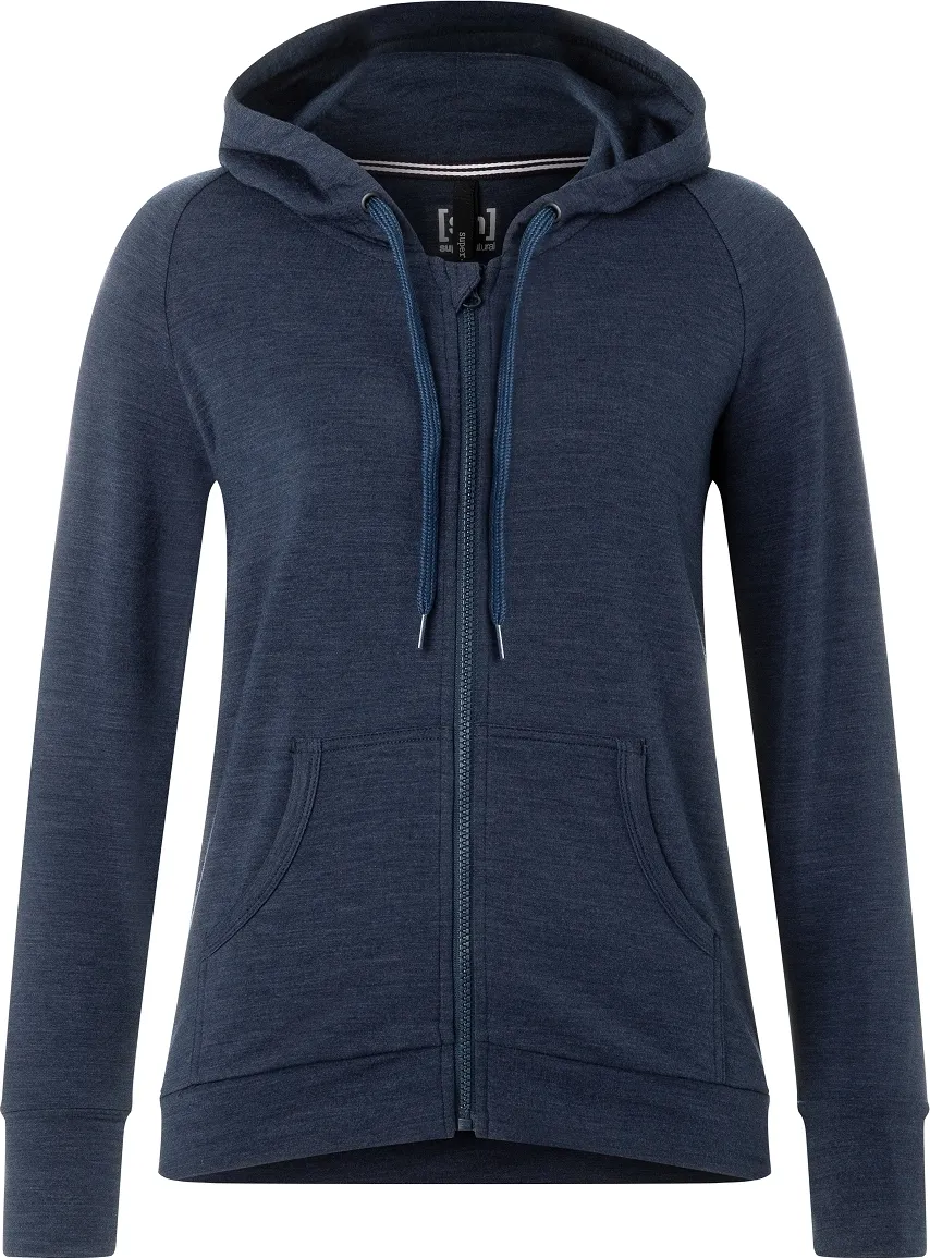 super.natural Women&#x27;s Essential Zip Hoodie Blue Iris Melange | Buy super.natural Women&#x27;s Essential Zip Hoodie Blue Iris Melange here | Outnorth