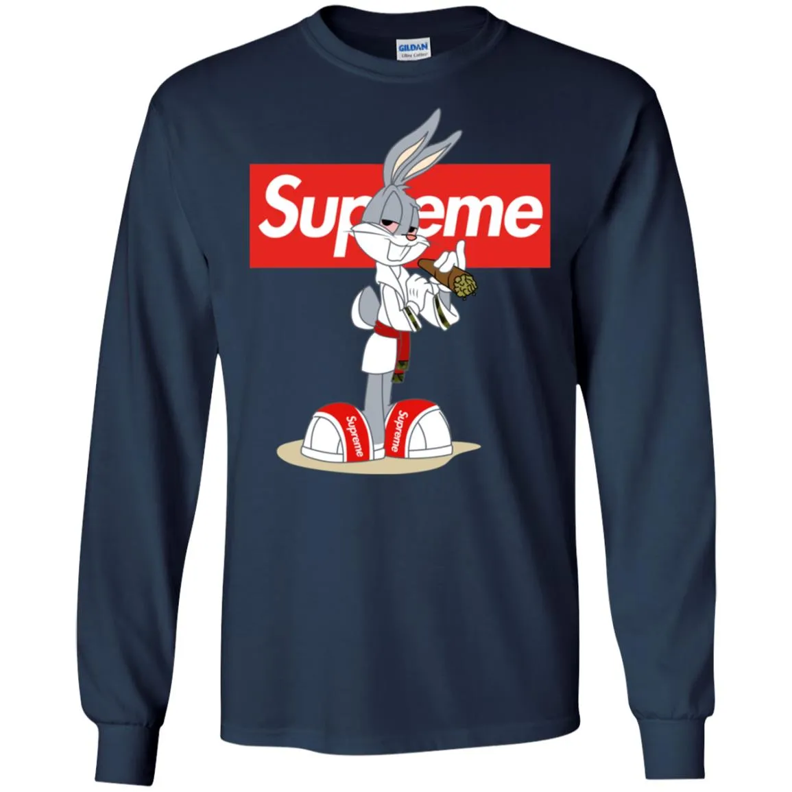 Supreme Rabbit Smoking T-shirt Men Long Sleeve Shirt