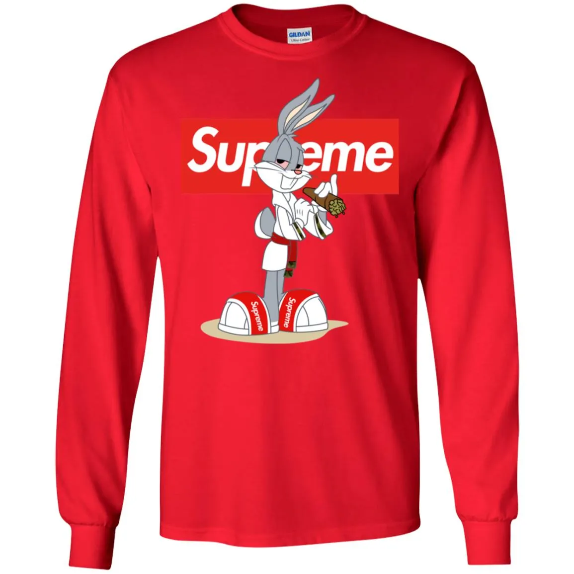 Supreme Rabbit Smoking T-shirt Men Long Sleeve Shirt