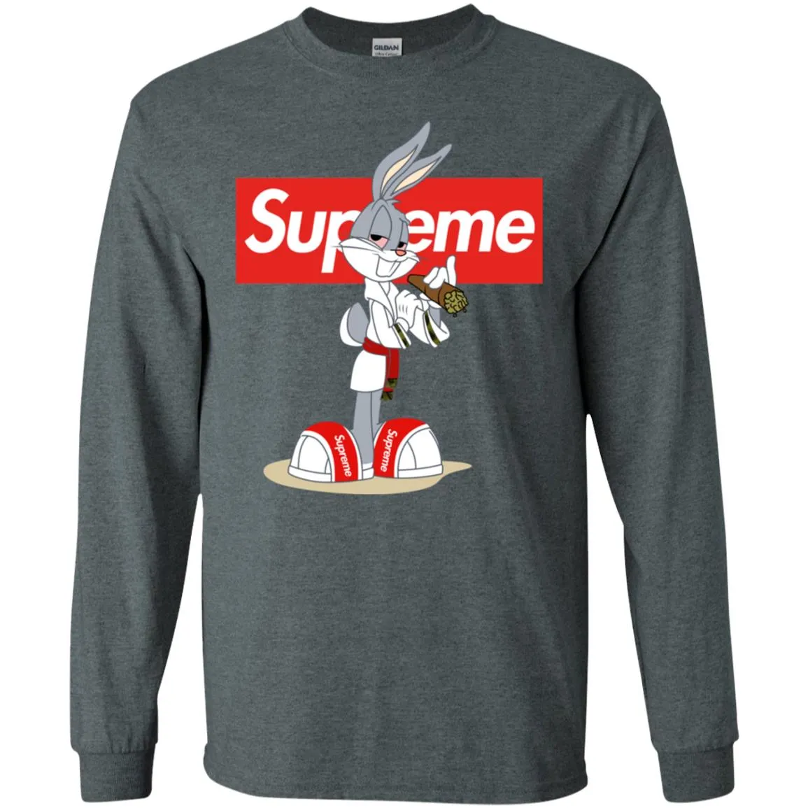 Supreme Rabbit Smoking T-shirt Men Long Sleeve Shirt