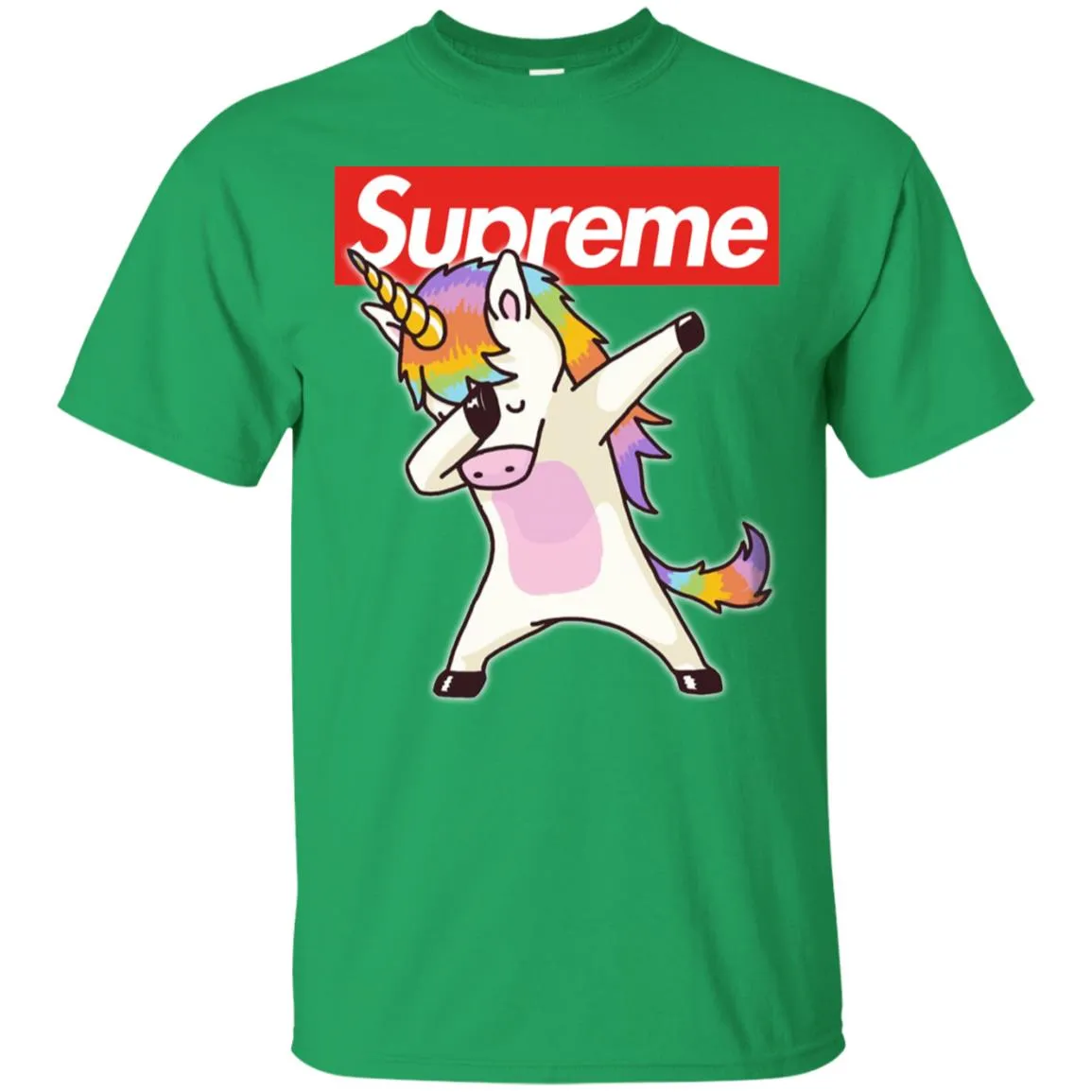 Supreme Unicorn T-shirt Dance Dabbing Unicorn Men Cotton T-Shirt