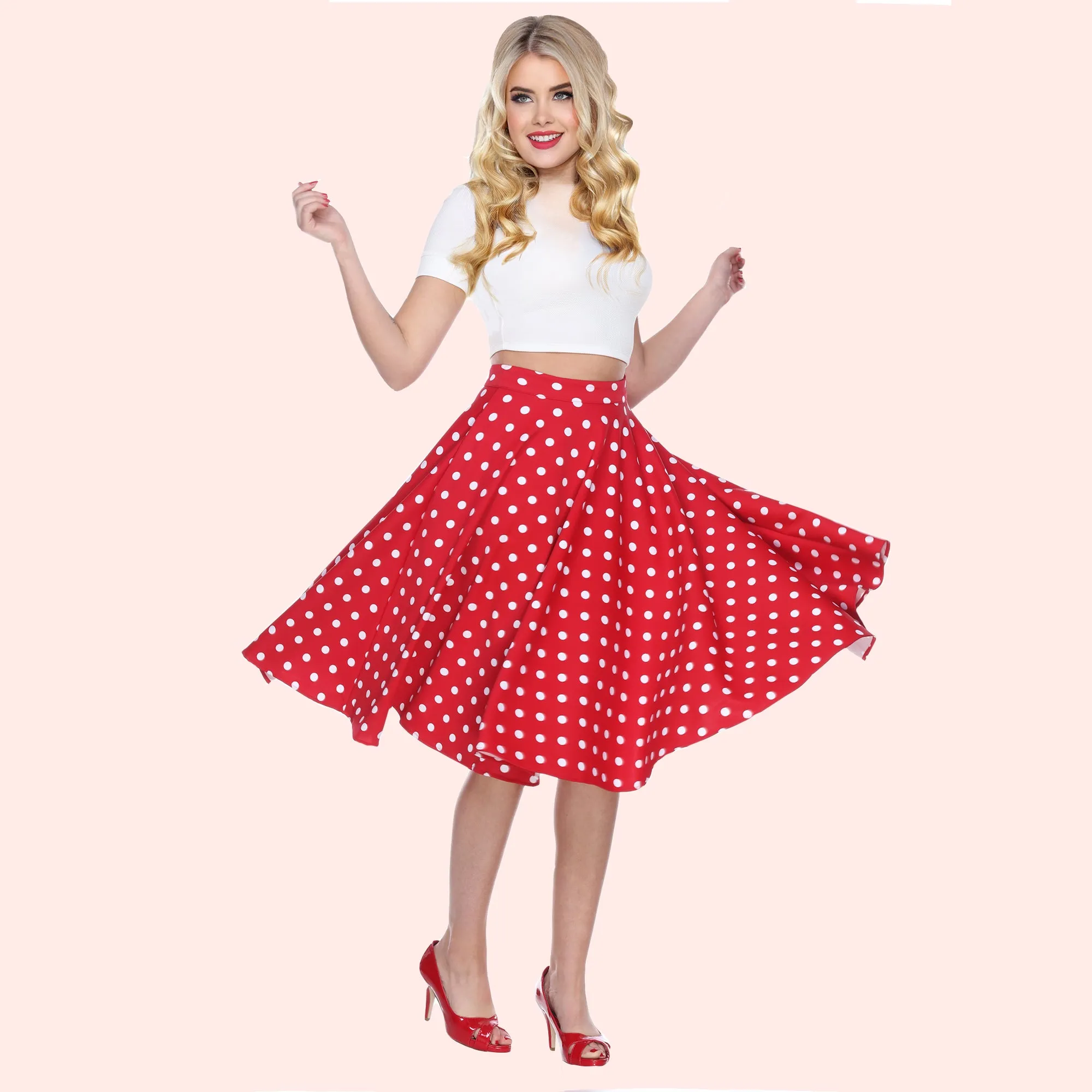 Swing Skirt in Red Polka Dot