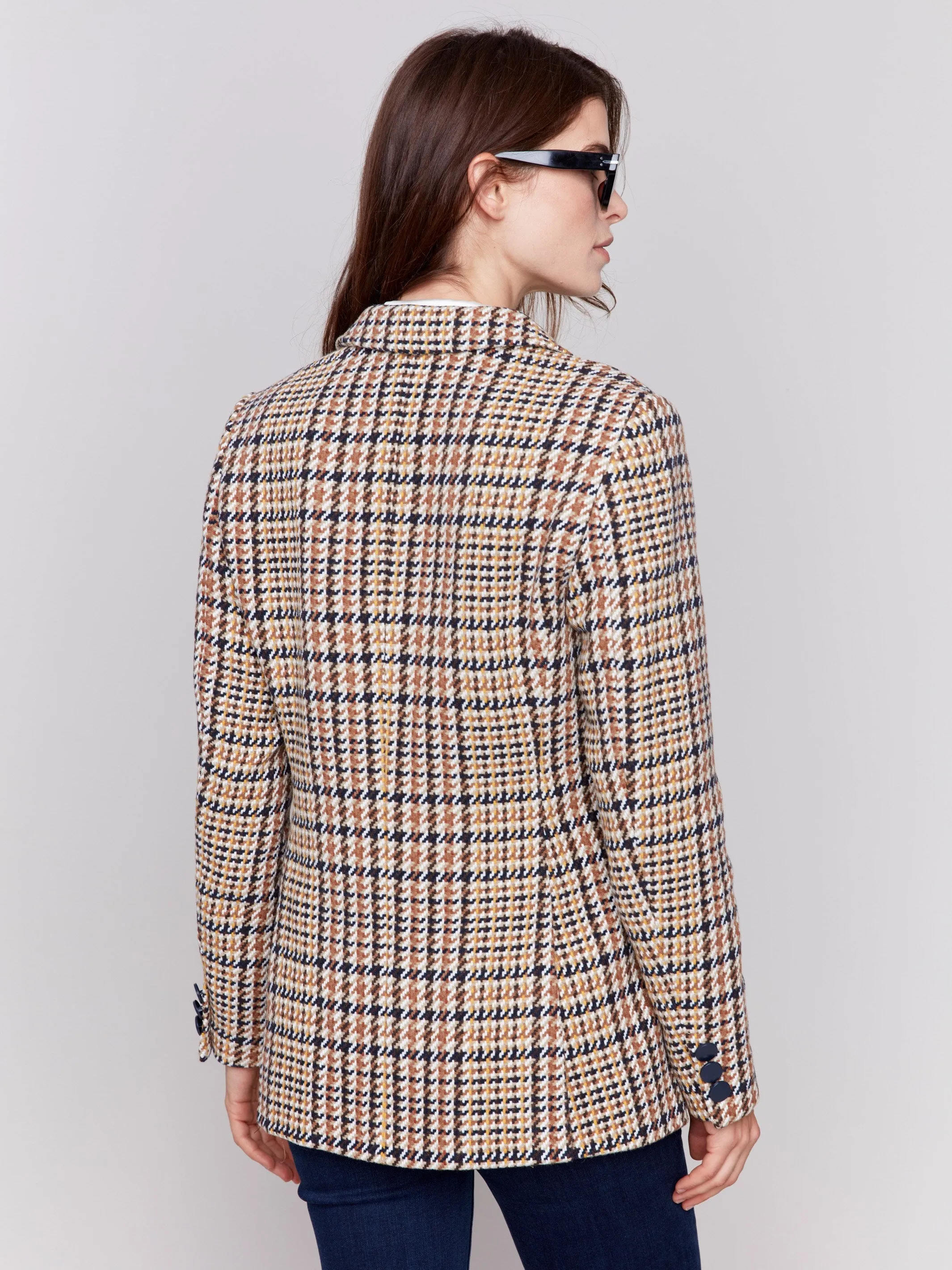 Tailored Plaid Blazer - Terracotta