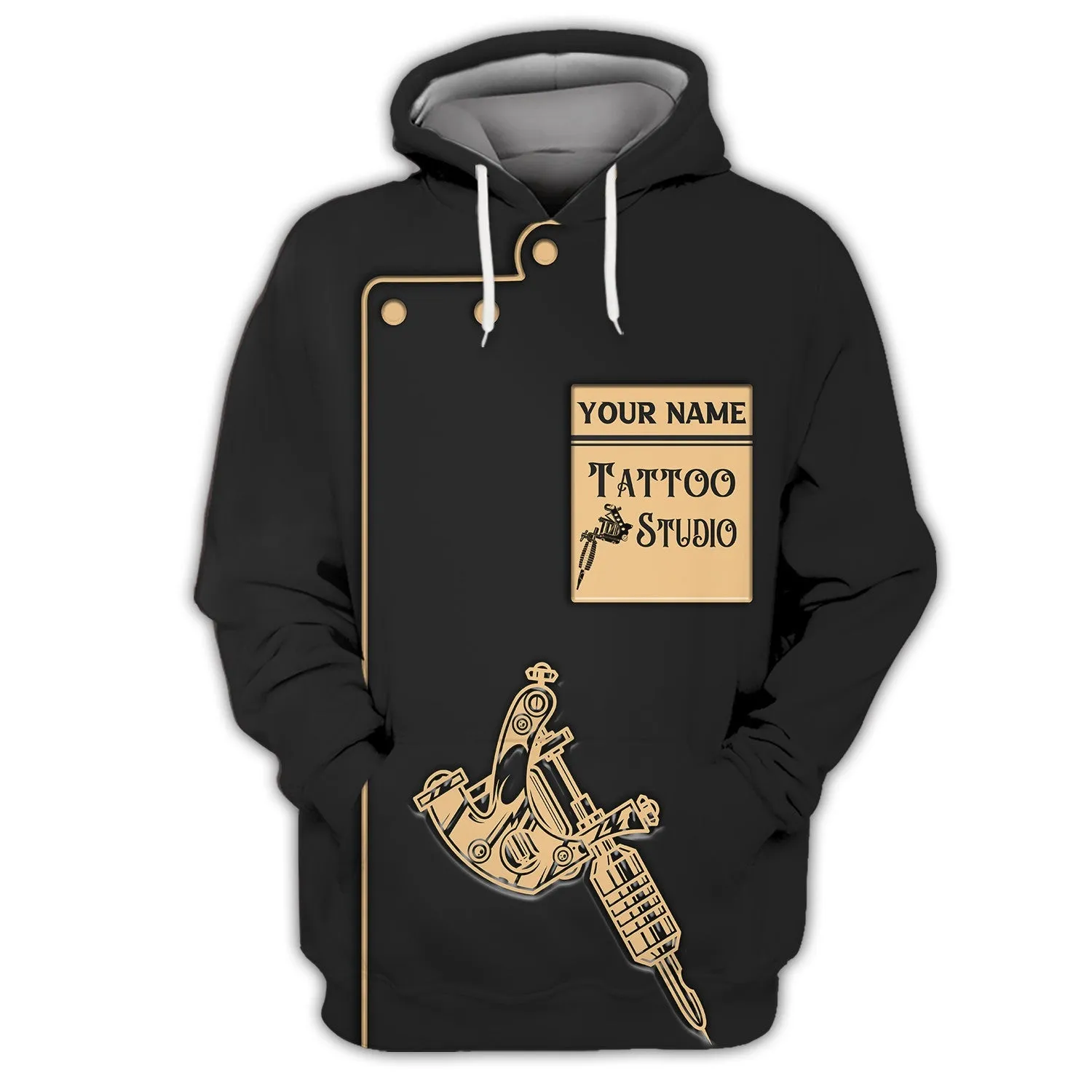 Tattoo Artist Personalized Name Classic Tattoo Uniform Sweatshirt Zipper Hoodie, 3D Hoodie