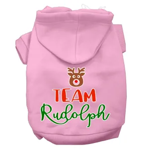 Team Rudolph Screen Print Dog Hoodie Light Pink S