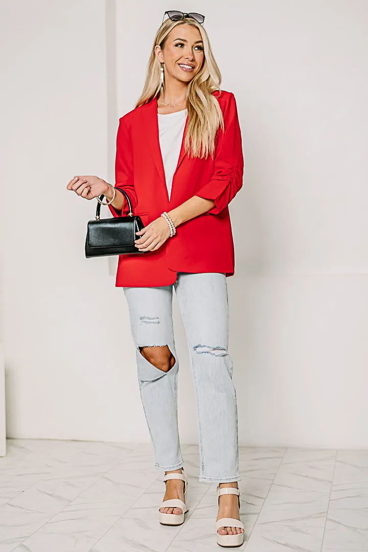 The Open Road Ruched Sleeve Blazer