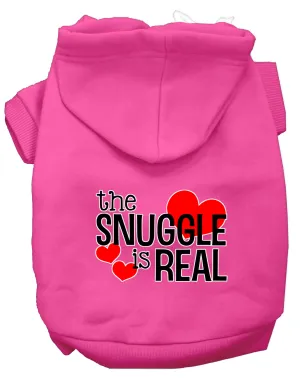 The Snuggle Is Real Screen Print Dog Hoodie Bright Pink L