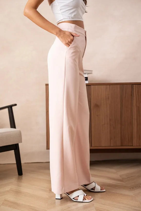 Timeless Straight Cut Plain Pants Pink