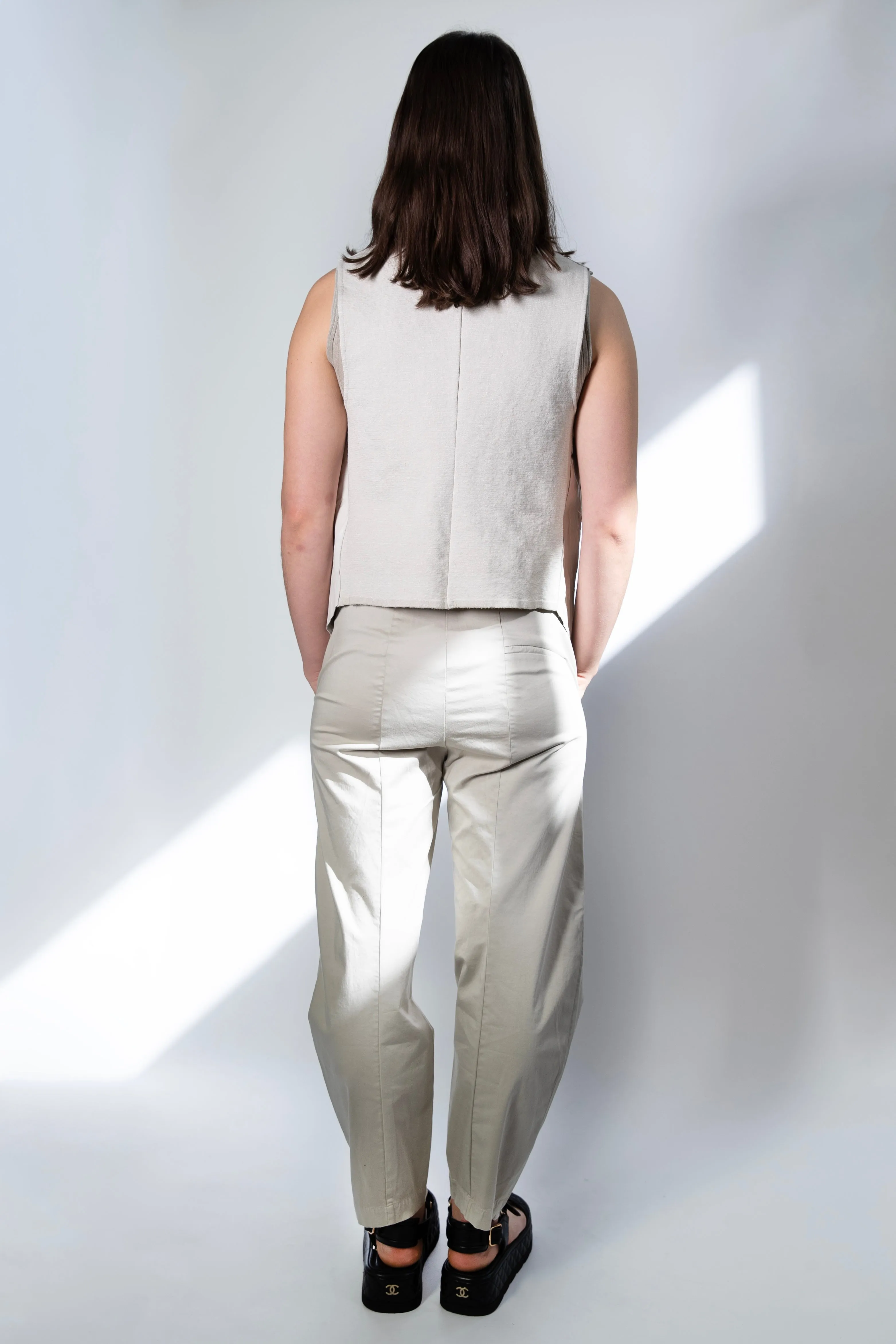 Transit Par Such Pearl Grey Cotton front Split Trouser