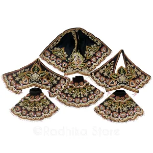 Tulsi Prema-With Sandalwood-Silk-Black-Jagannath Baladeva Subhadra Deity Outfit