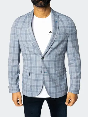 Unconstructed Stretch Blazer - Arctic Blue Windowpane