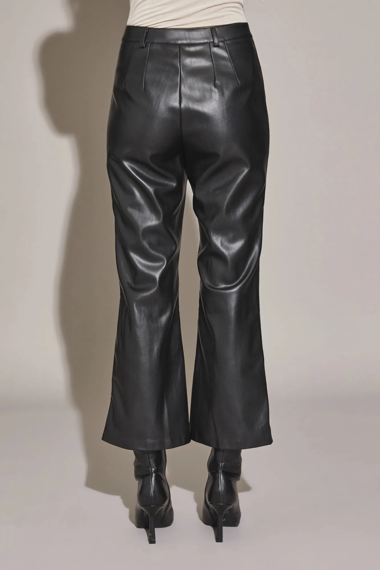 Vegan Leather Pintuck Ankle Pants