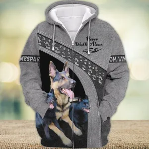 Vom Limespark Love Never Walk Alone Love 3D Full Print Shirts, Shirt For Dog Lovers, Dog Memorial Gifts for loss of Dog